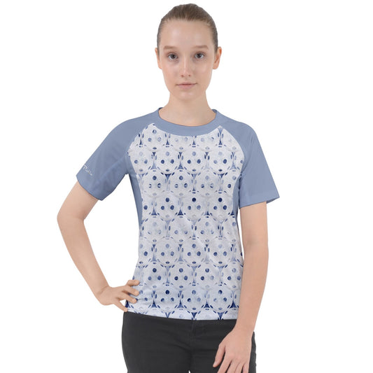 Heidi - BW - Balls - Women's Pickleball Sport Raglan T-shirt by Dizzy Pickle