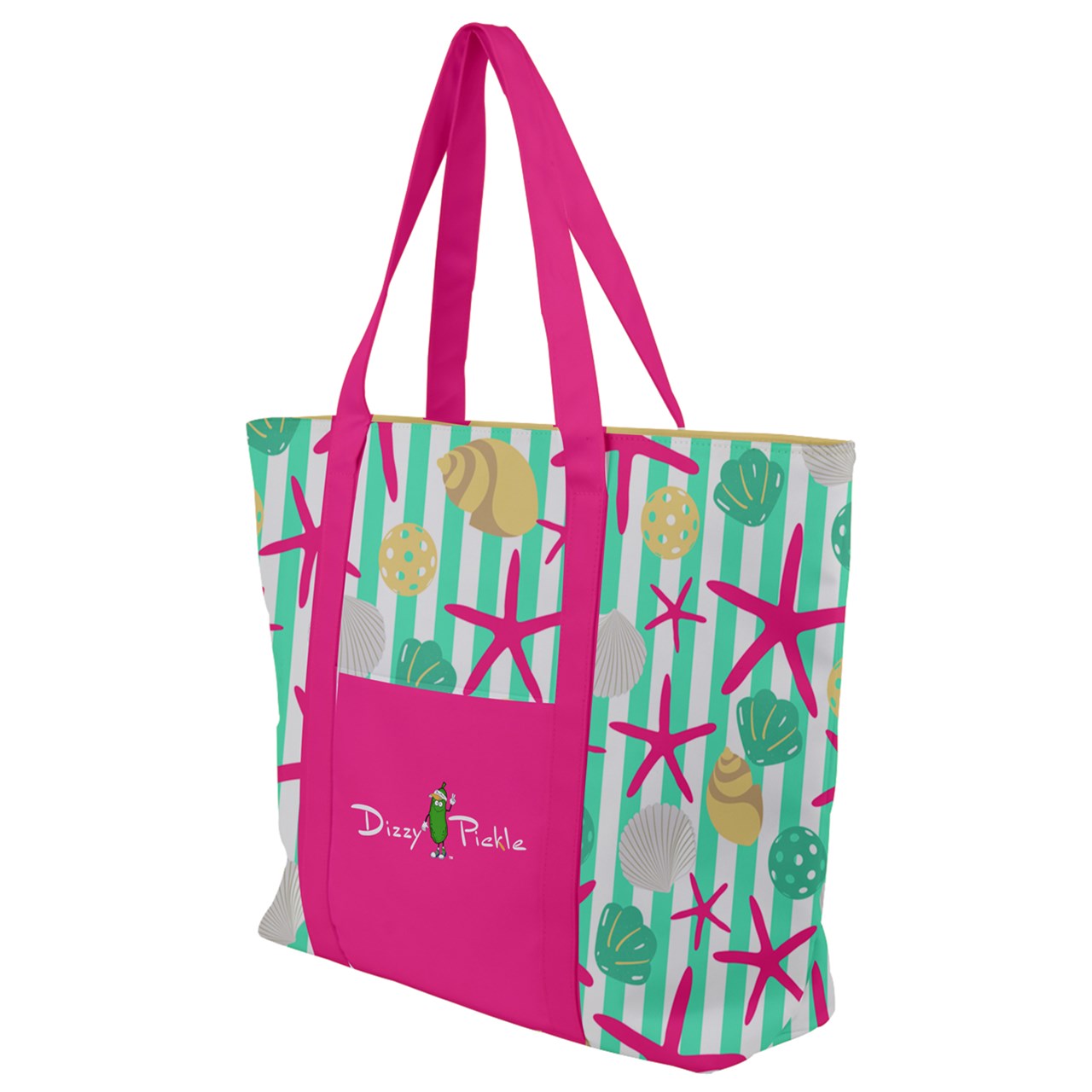 Dizzy Pickle MaryEllen Stripes Women's Pickleball Zip-Up Canvas Bag Sea Green