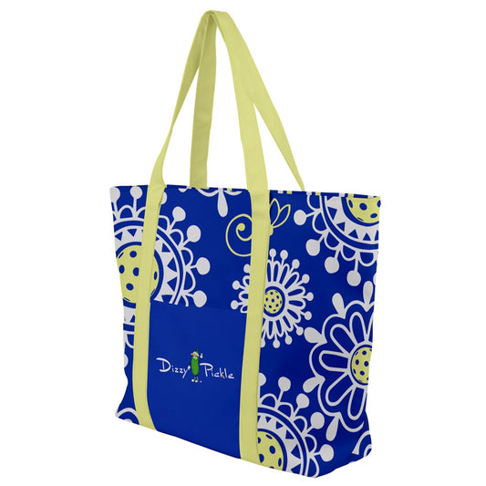 Dizzy Pickle Coming Up Daisies BY Women's Pickleball Zip-Up Canvas Bag Blue Yellow