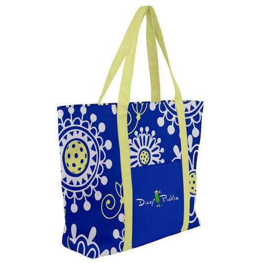 Dizzy Pickle Coming Up Daisies BY Women's Pickleball Zip-Up Canvas Bag Blue Yellow