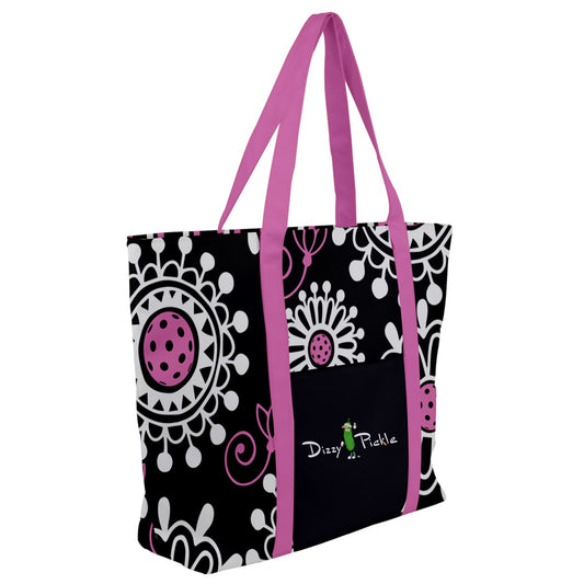Dizzy Pickle Coming Up Daisies BP Women's Pickleball Zip-Up Canvas Bag Black Pink