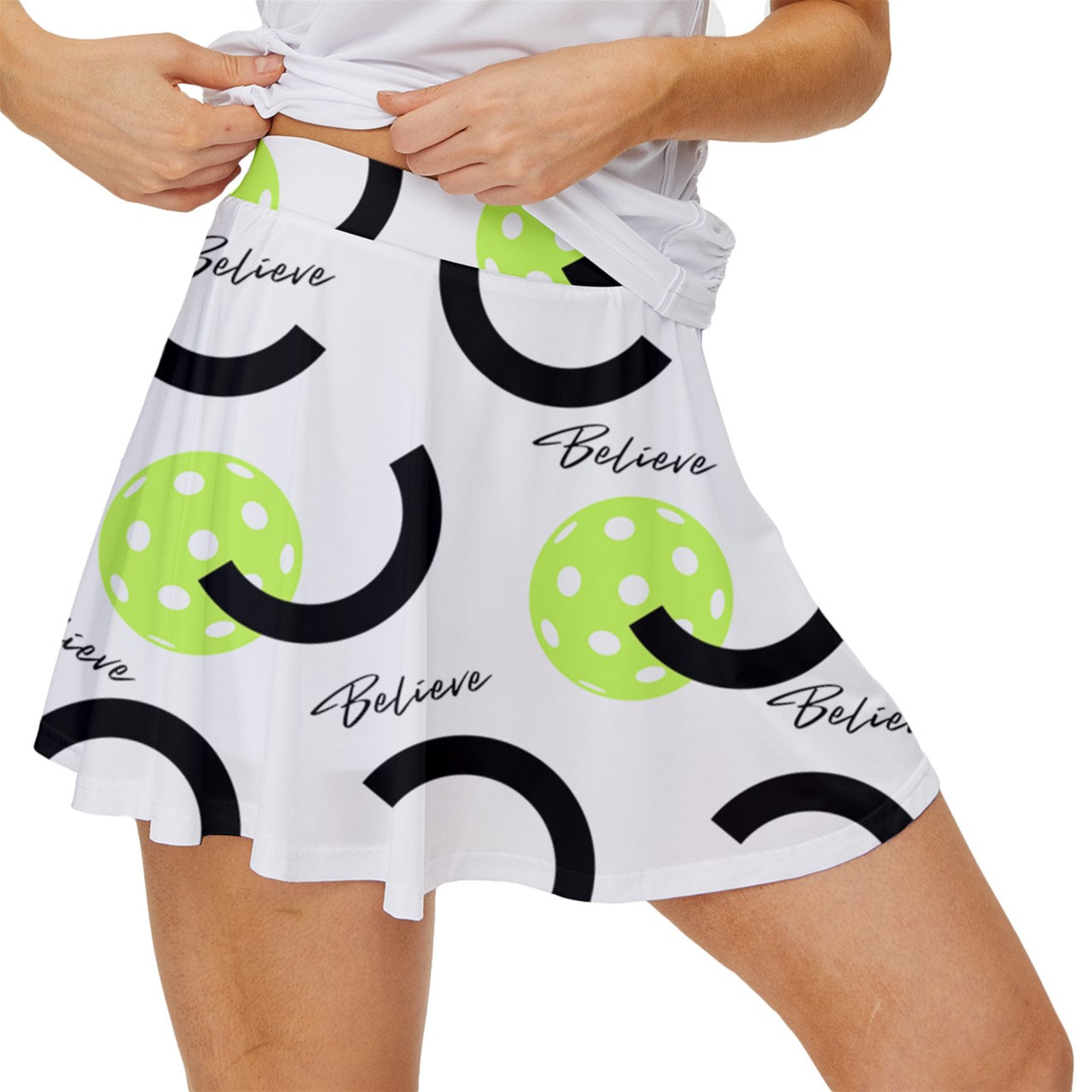 Dizzy Pickle Believe White Women's Pickleball 15" Court Skorts with Inner Shorts