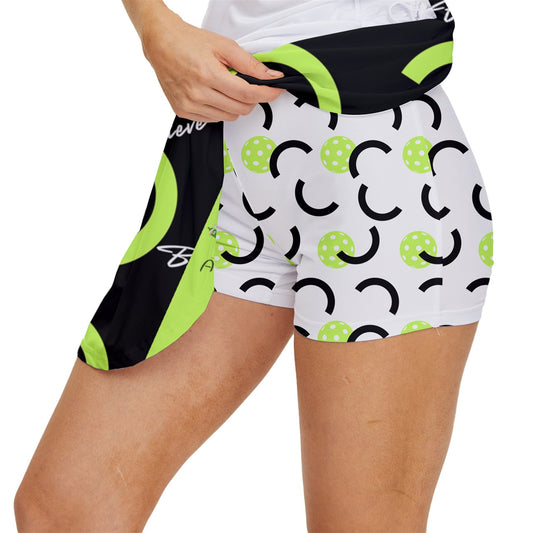 Dizzy Pickle Believe Black Women's Pickleball 15" Court Skorts with Inner Shorts