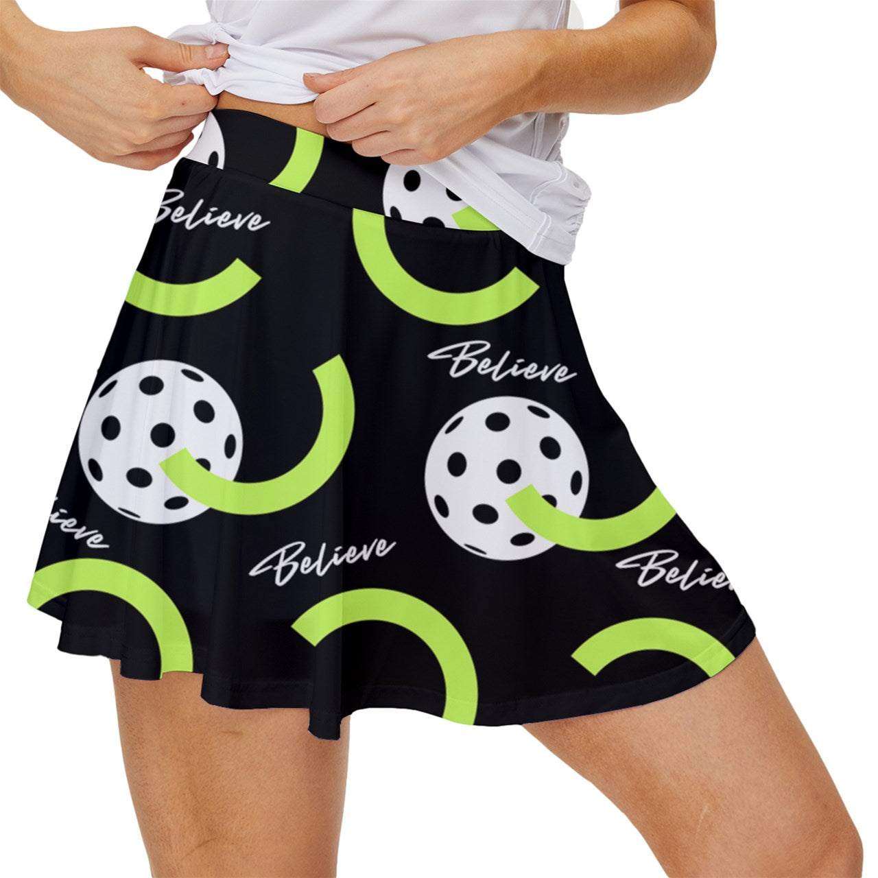 Dizzy Pickle Believe Black Women's Pickleball 15" Court Skorts with Inner Shorts