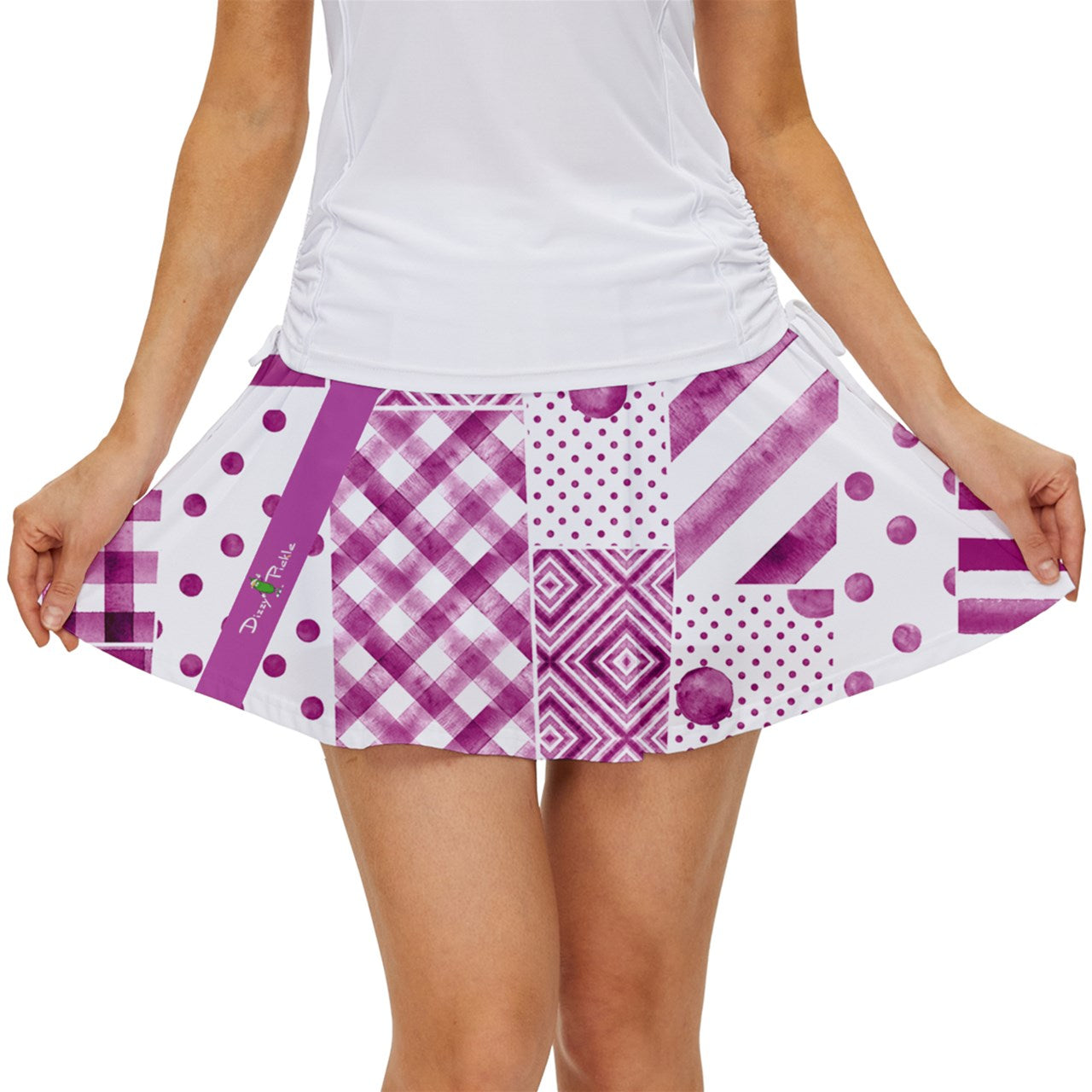 Dizzy Pickle Heidi Patches MW Women's Pickleball 15" Court Skorts with Inner Shorts