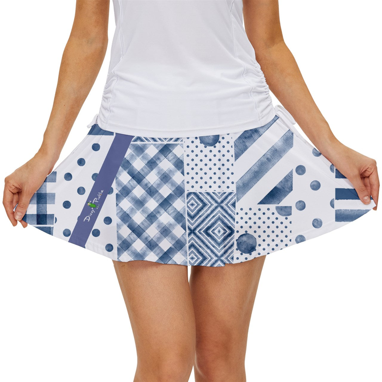 Dizzy Pickle Heidi Patches BW Women's Pickleball 15" Court Skorts with Inner Shorts