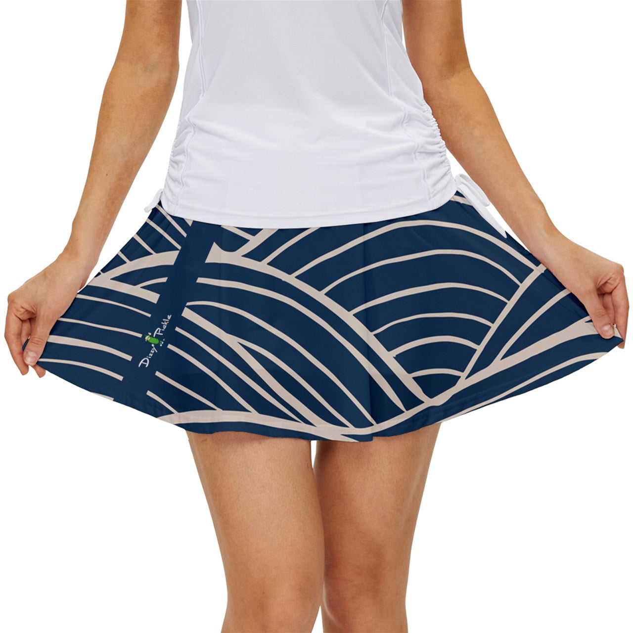 Dizzy Pickle Esther Grooves Blue Women's Pickleball 15" Court Skorts with Inner Shorts