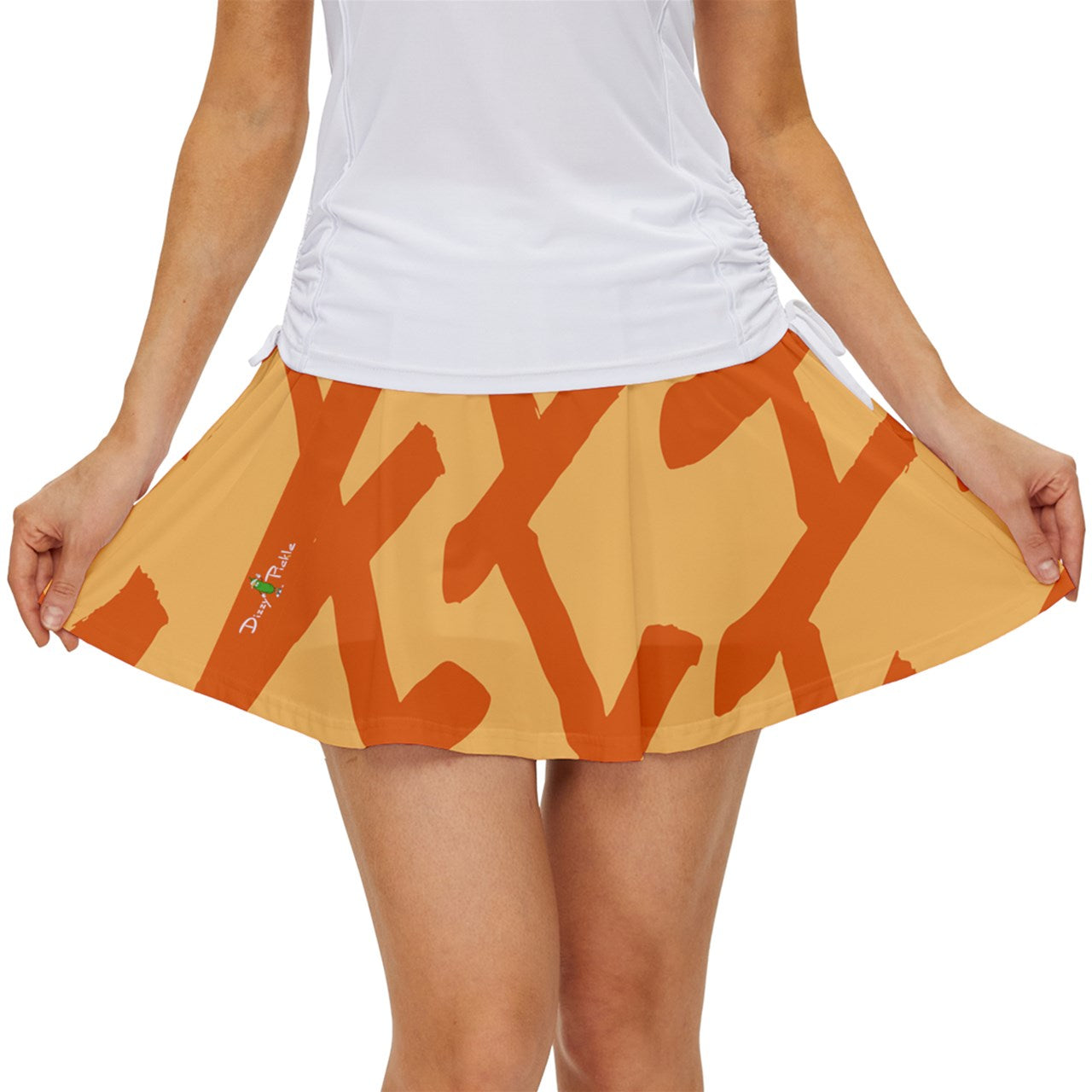 Dizzy Pickle Esther Weave Orange Women's Pickleball 15" Court Skorts with Inner Shorts