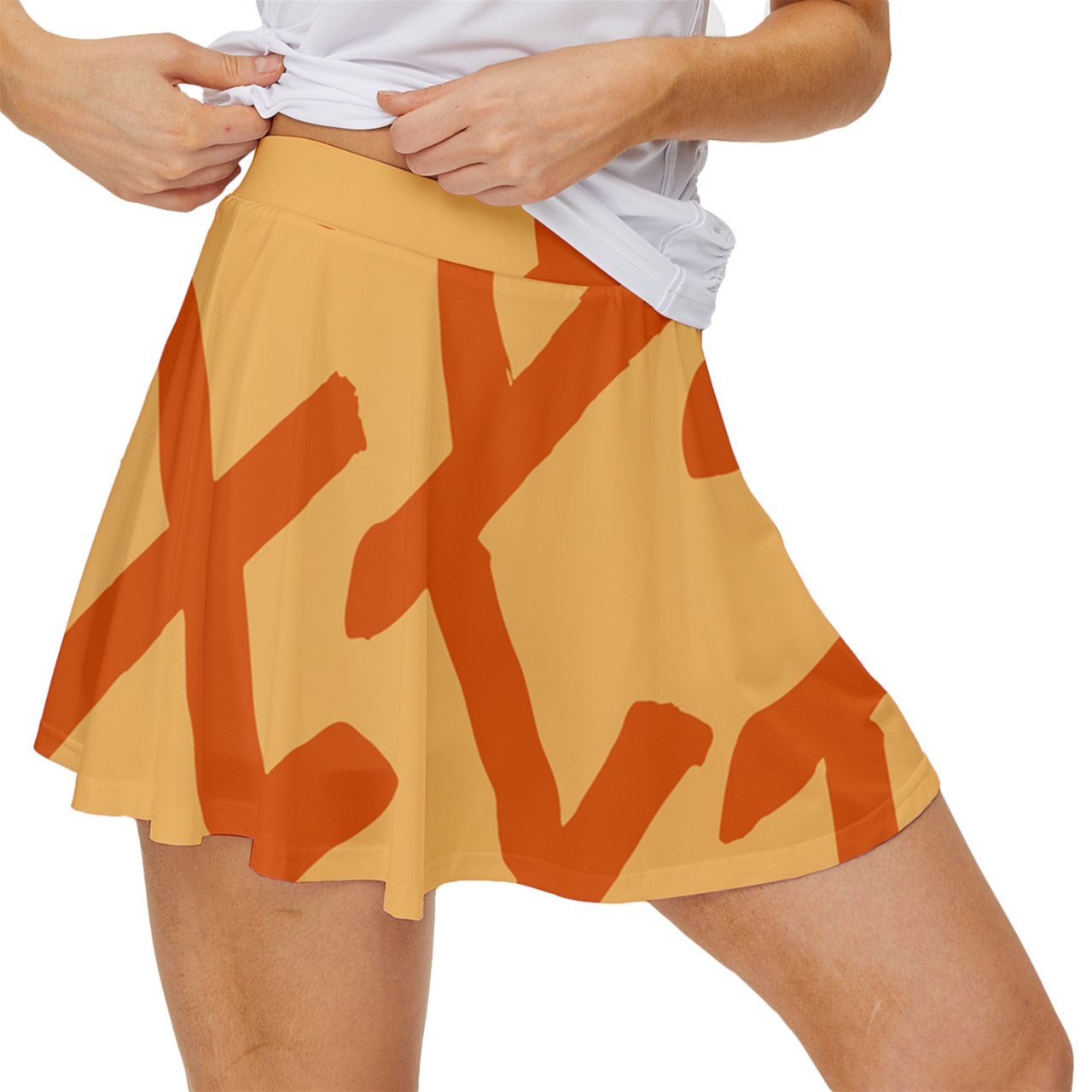 Dizzy Pickle Esther Weave Orange Women's Pickleball 15" Court Skorts with Inner Shorts