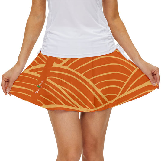 Dizzy Pickle Esther Grooves Orange Women's Pickleball 15" Court Skorts with Inner Shorts