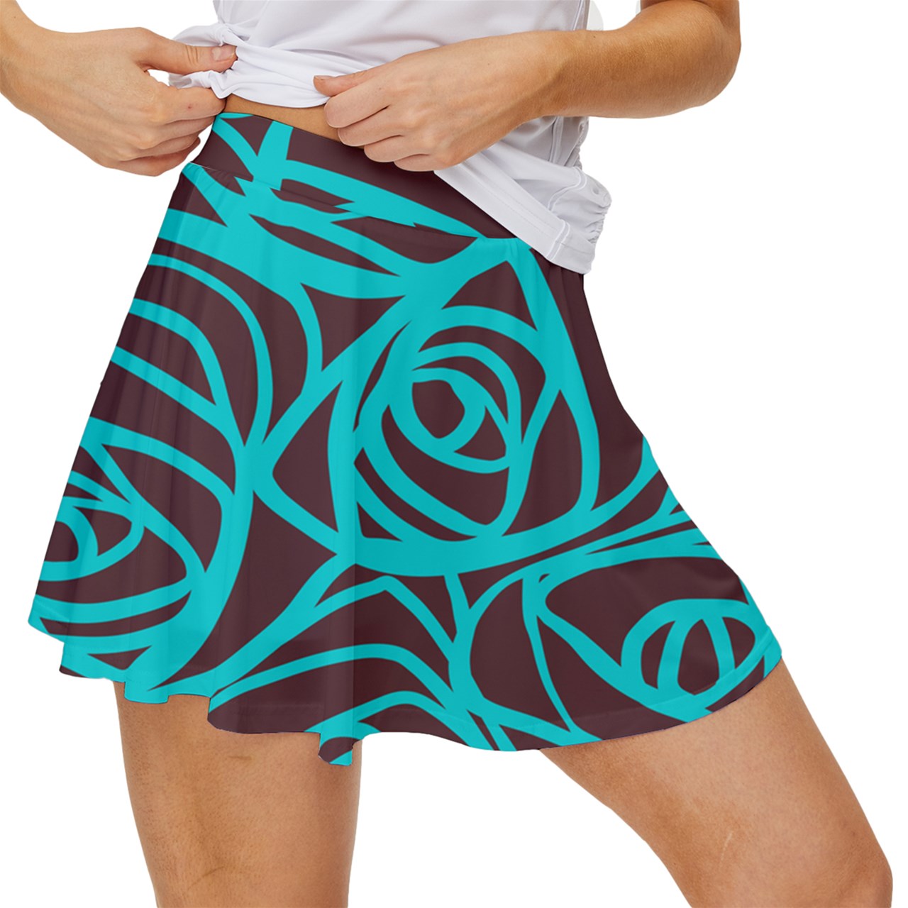 Dizzy Pickle Esther Brown Blooms Women's Pickleball 15" Court Skorts with Inner Shorts