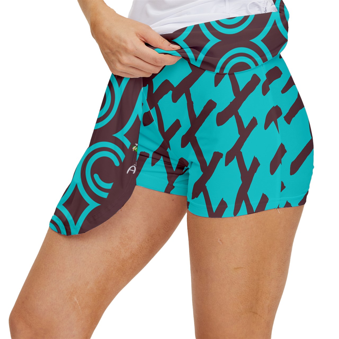 Dizzy Pickle Esther Waves Brown Women's Pickleball 15" Court Skorts with Inner Shorts