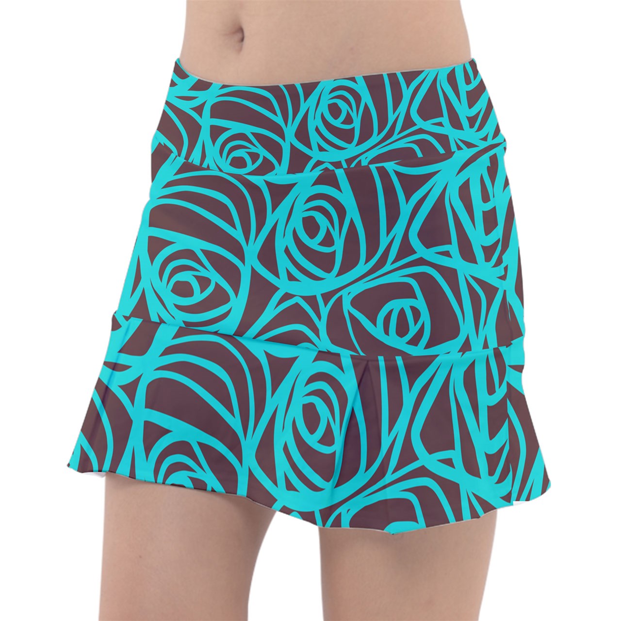 Dizzy Pickle Esther Blooms Brown Women's Classic Pickleball Skort with Inner Shorts with Pockets