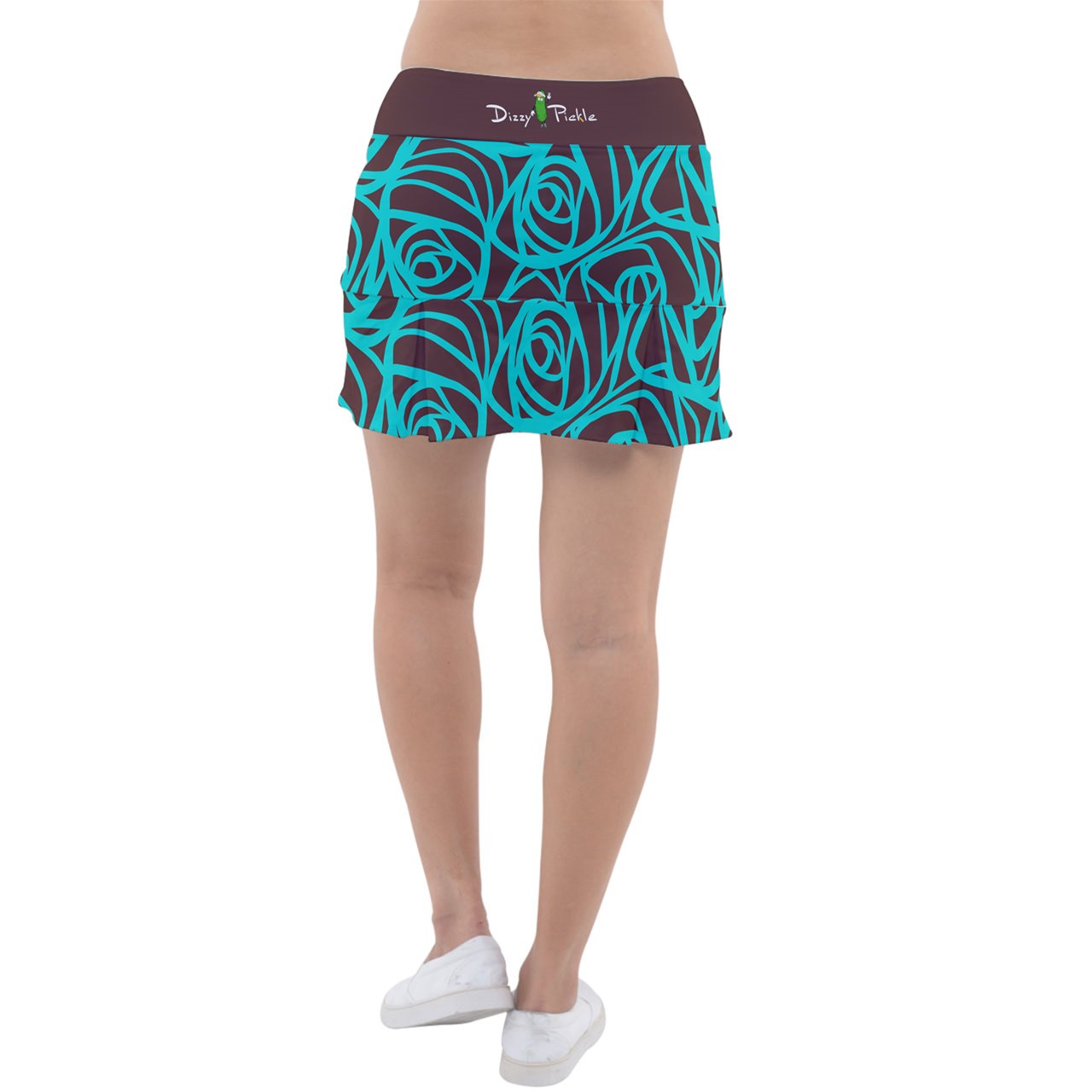 Dizzy Pickle Esther Blooms Brown Women's Classic Pickleball Skort with Inner Shorts with Pockets