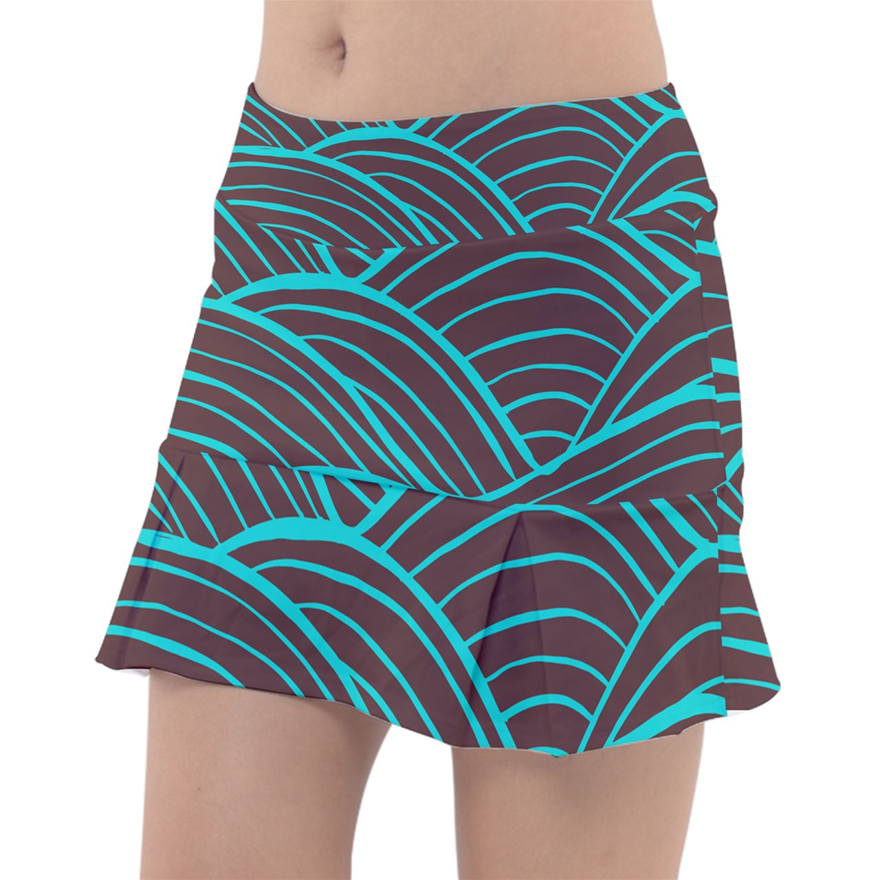 Dizzy Pickle Esther Grooves Brown Women's Classic Pickleball Skort with Inner Shorts with Pockets