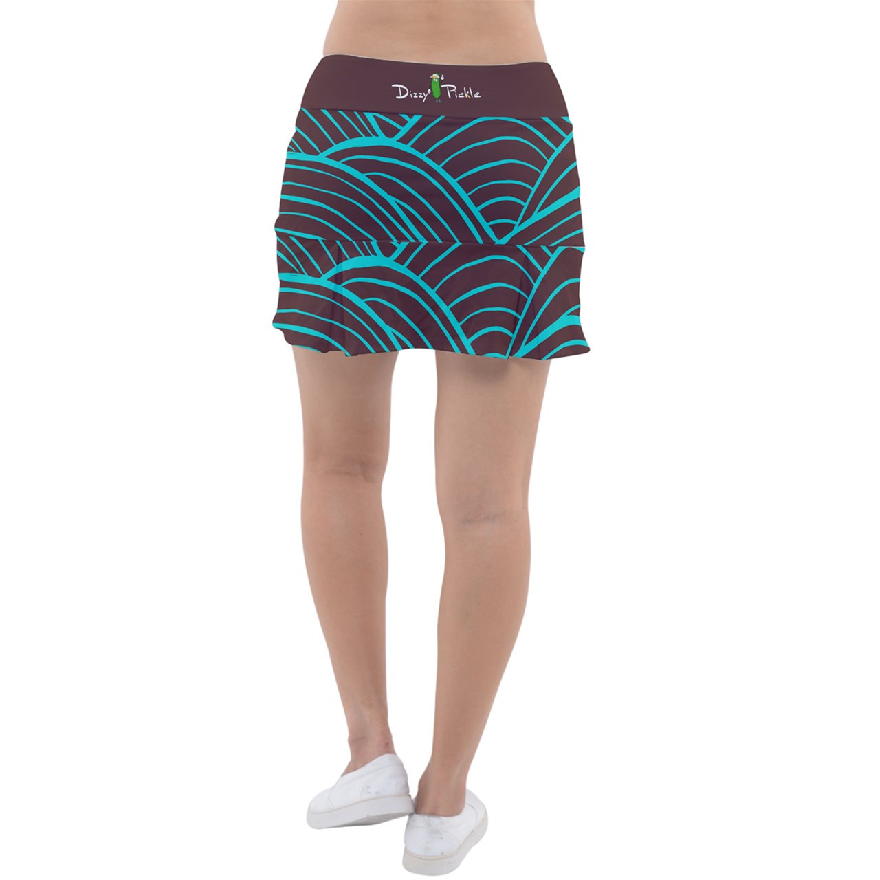 Dizzy Pickle Esther Grooves Brown Women's Classic Pickleball Skort with Inner Shorts with Pockets