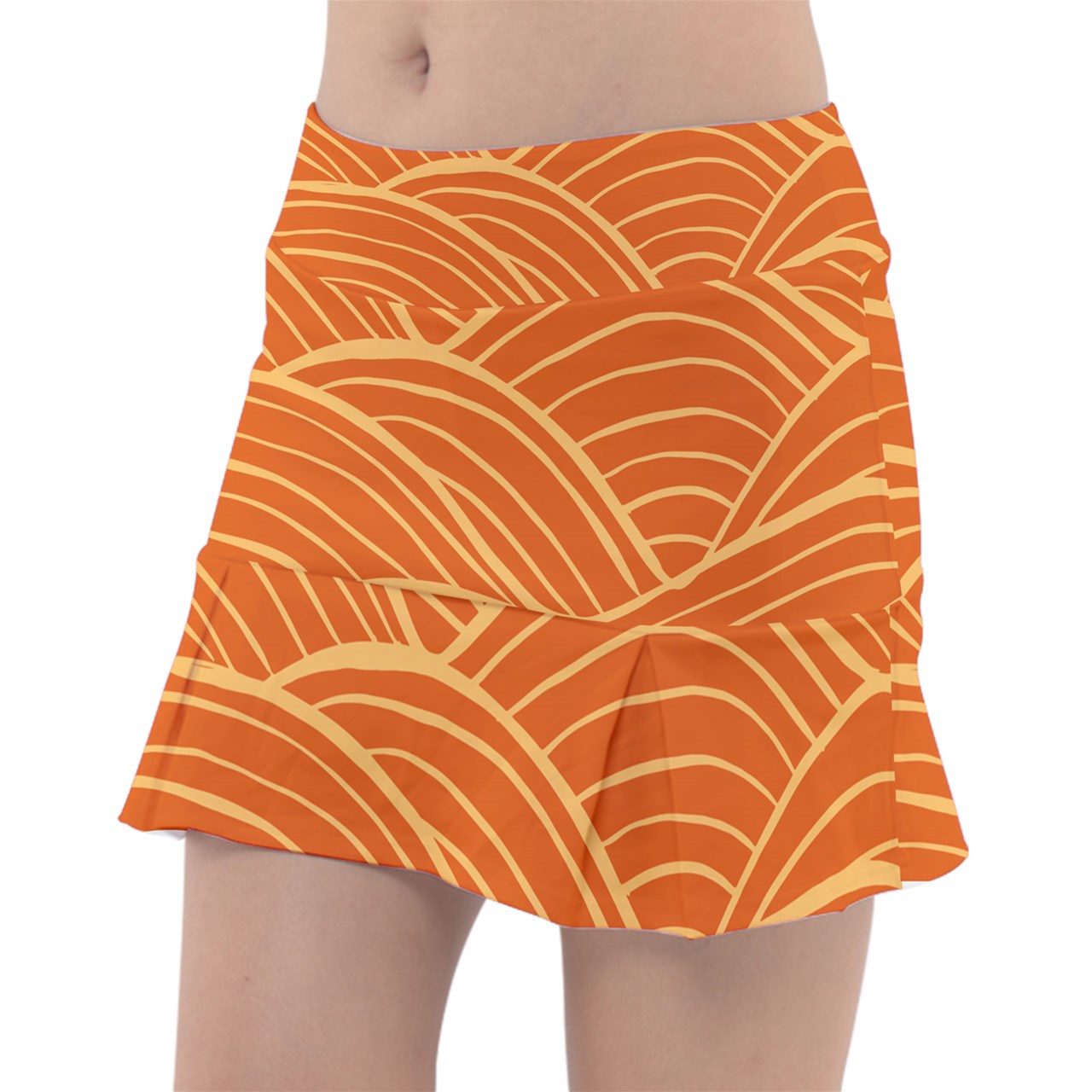 Dizzy Pickle Esther Grooves Orange Women's Classic Pickleball Skort with Inner Shorts with Pockets