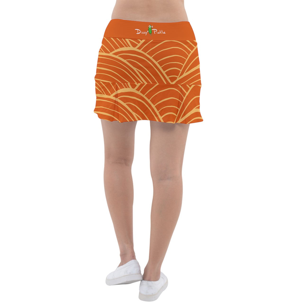 Dizzy Pickle Esther Grooves Orange Women's Classic Pickleball Skort with Inner Shorts with Pockets