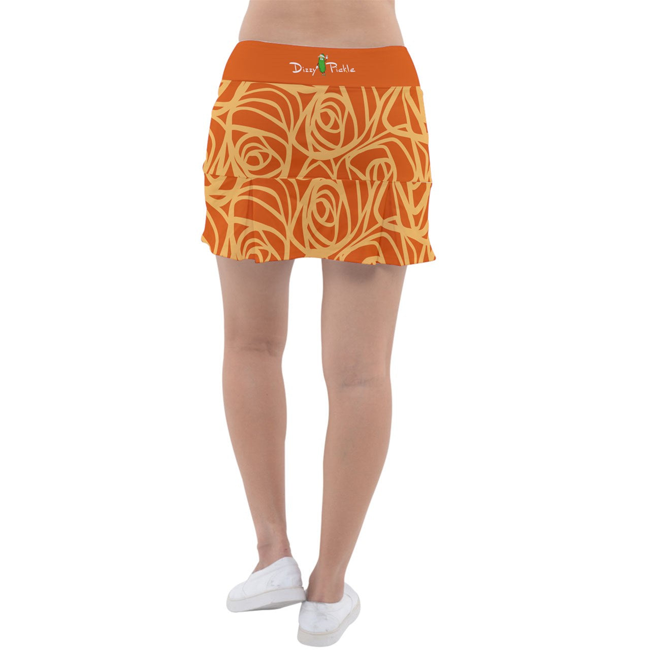 Dizzy Pickle Esther Blooms Orange Women's Classic Pickleball Skort with Inner Shorts with Pockets