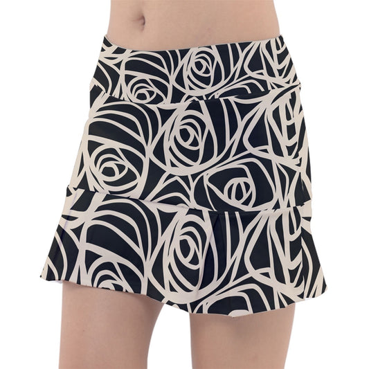 Dizzy Pickle Esther Blooms Black Women's Classic Pickleball Skort with Inner Shorts with Pockets