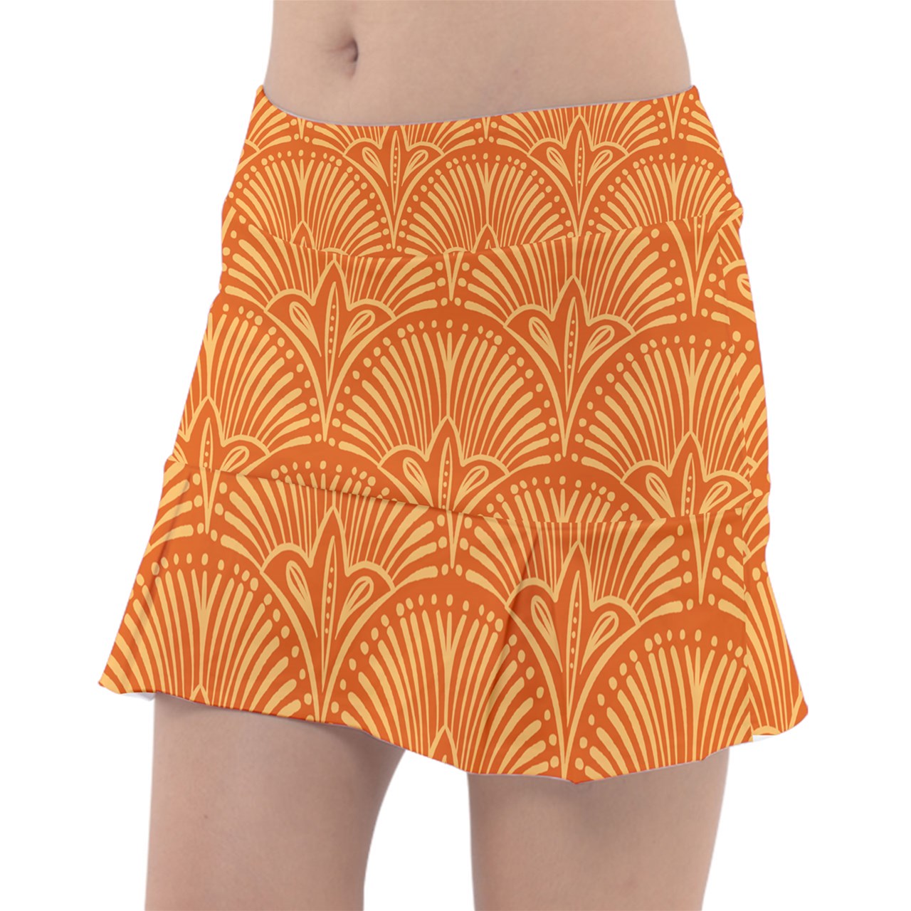 Dizzy Pickle Esther Orange Fans Women's Classic Pickleball Skort with Inner Shorts with Pockets