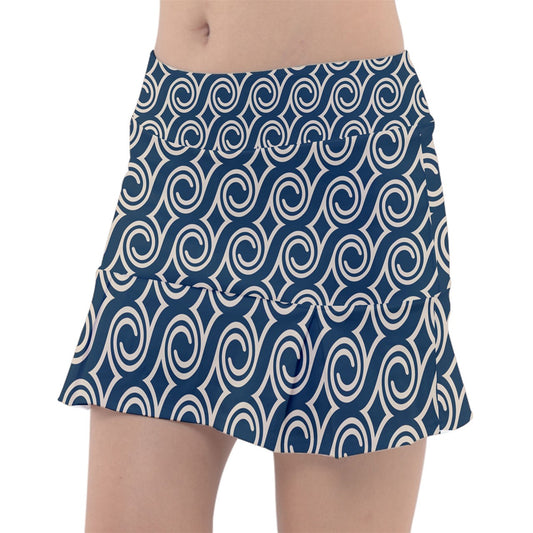 Dizzy Pickle Esther Waves Blue Women's Classic Pickleball Skort with Inner Shorts with Pockets