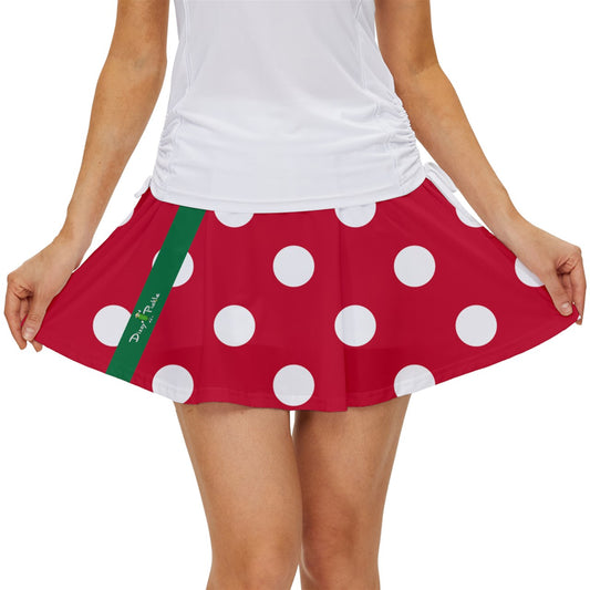 Dizzy Pickle Christmas Polka Dots Red Women's Pickleball 15" Court Skorts with Inner Shorts