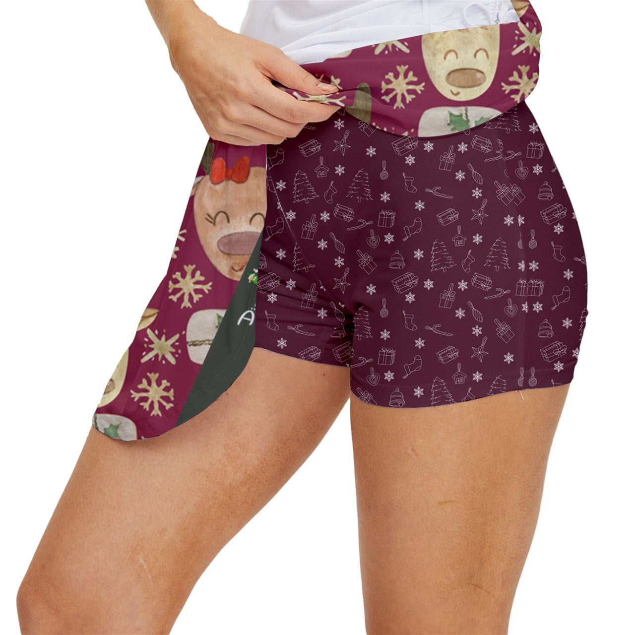 Dizzy Pickle Christmas Reindeers Women's Pickleball 15" Court Skorts with Inner Shorts