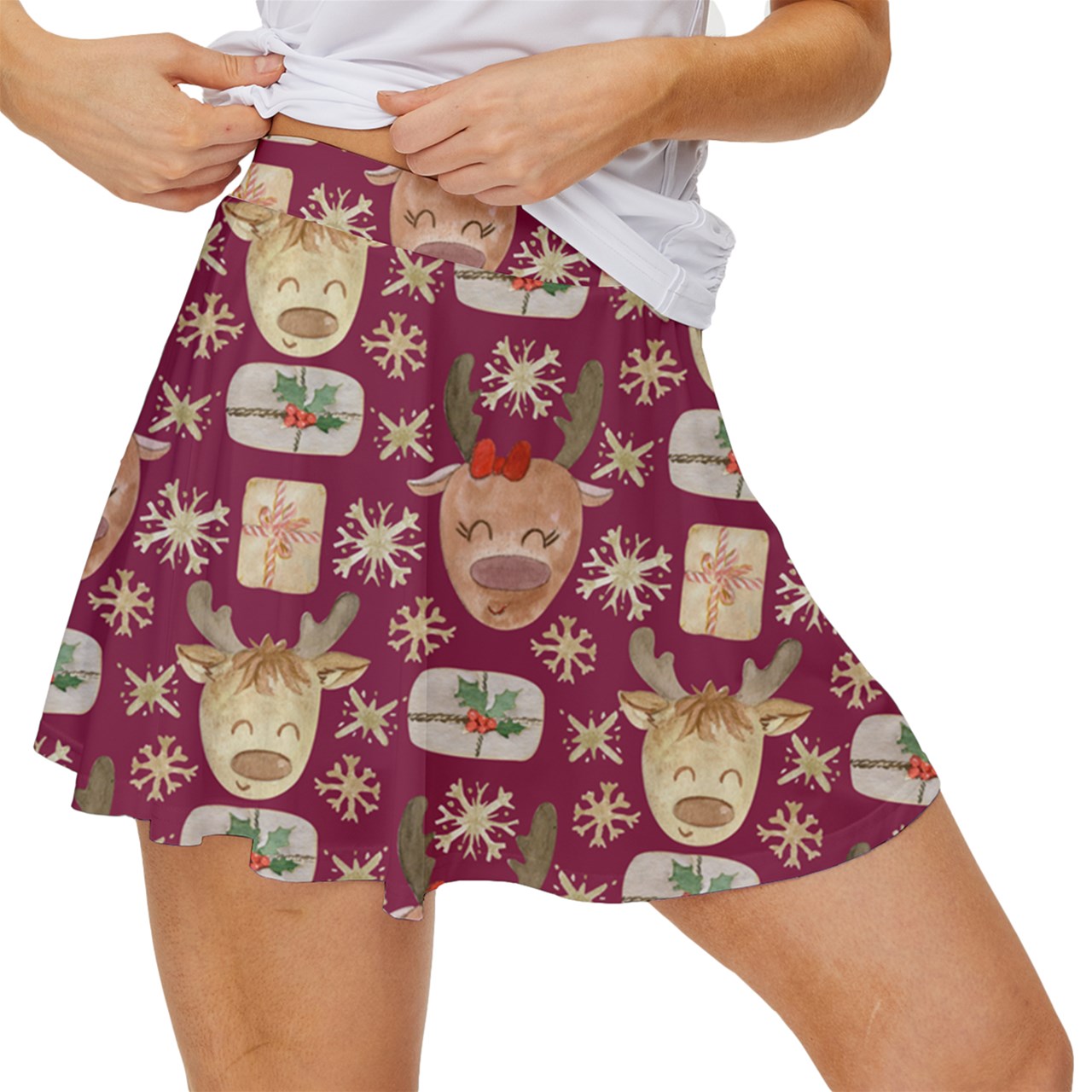 Dizzy Pickle Christmas Reindeers Women's Pickleball 15" Court Skorts with Inner Shorts