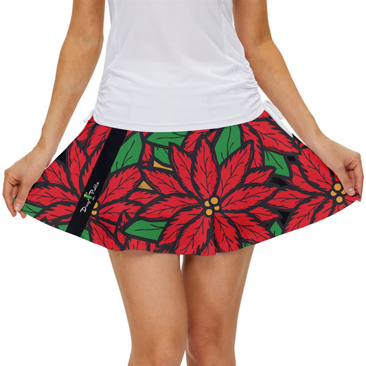 Dizzy Pickle Christmas Poinsetta in Bloom Women's Pickleball 15" Court Skorts with Inner Shorts