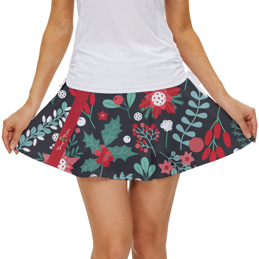 Dizzy Pickle Christmas Garden Women's Pickleball 15" Court Skorts with Inner Shorts