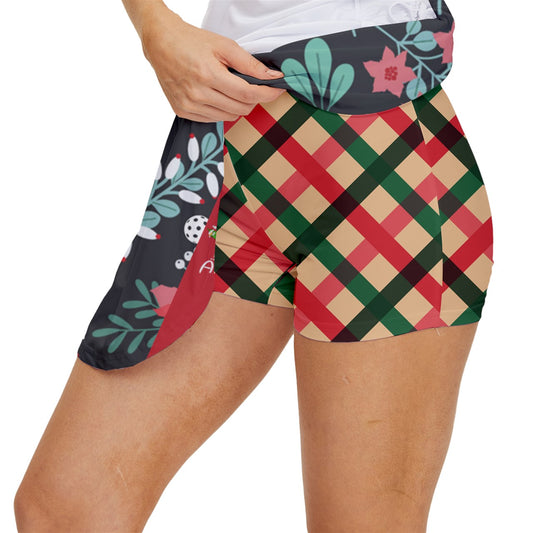 Dizzy Pickle Christmas Garden Women's Pickleball 15" Court Skorts with Inner Shorts