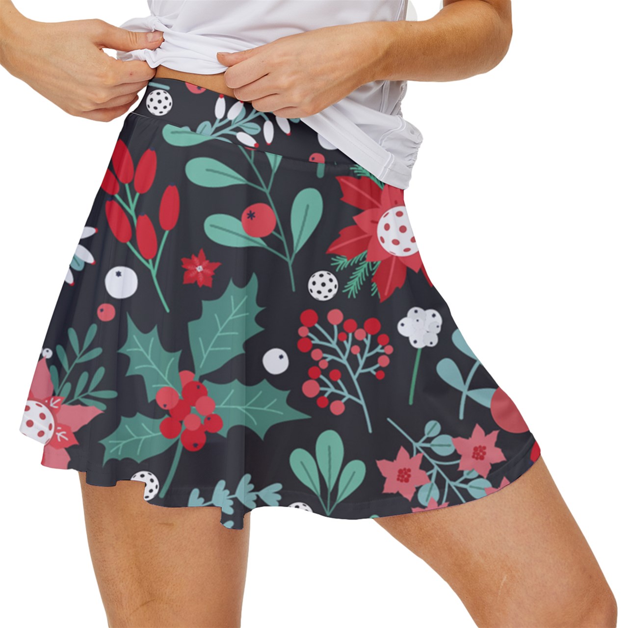 Dizzy Pickle Christmas Garden Women's Pickleball 15" Court Skorts with Inner Shorts