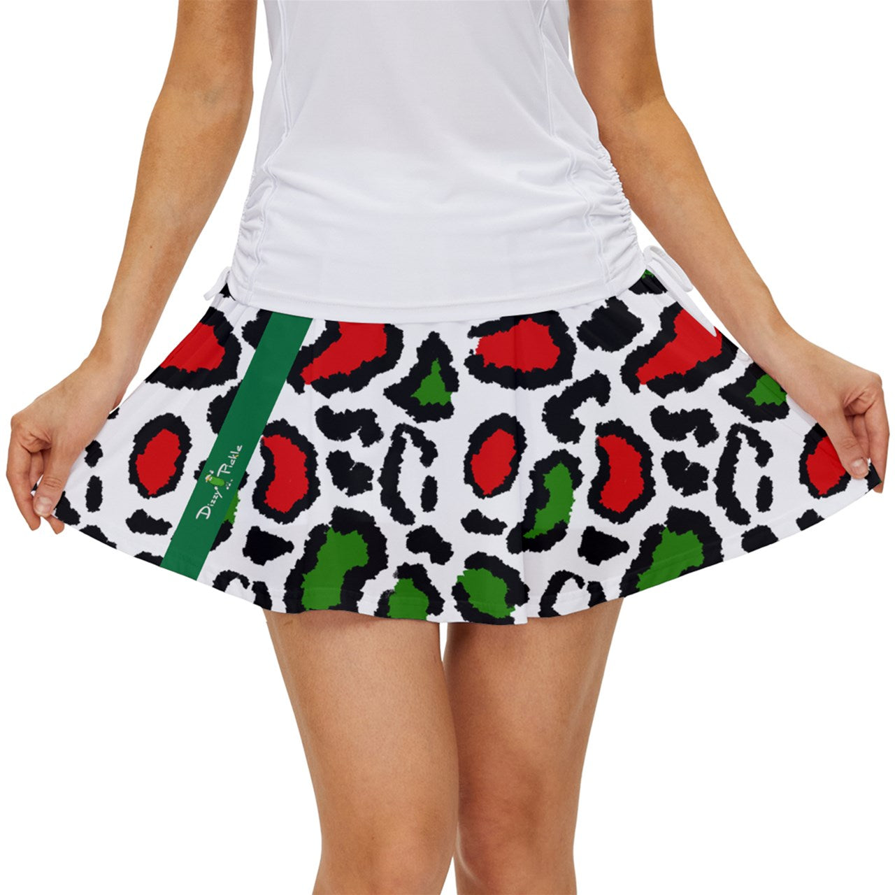 Dizzy Pickle Christmas Leopard Women's Pickleball 15" Court Skorts with Inner Shorts