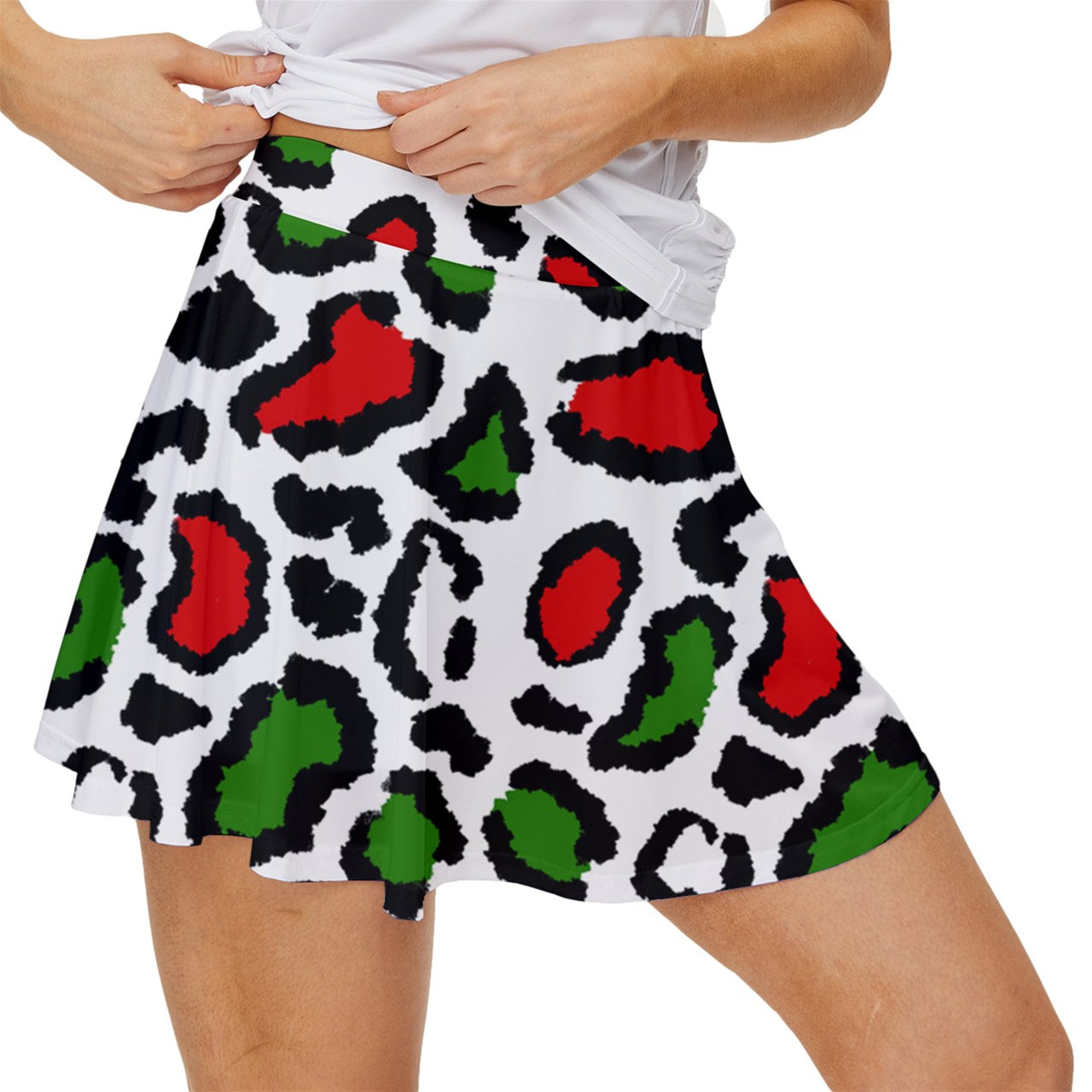 Dizzy Pickle Christmas Leopard Women's Pickleball 15" Court Skorts with Inner Shorts