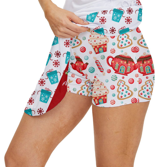 Dizzy Pickle Christmas Treats Women's Pickleball 15" Court Skorts with Inner Shorts