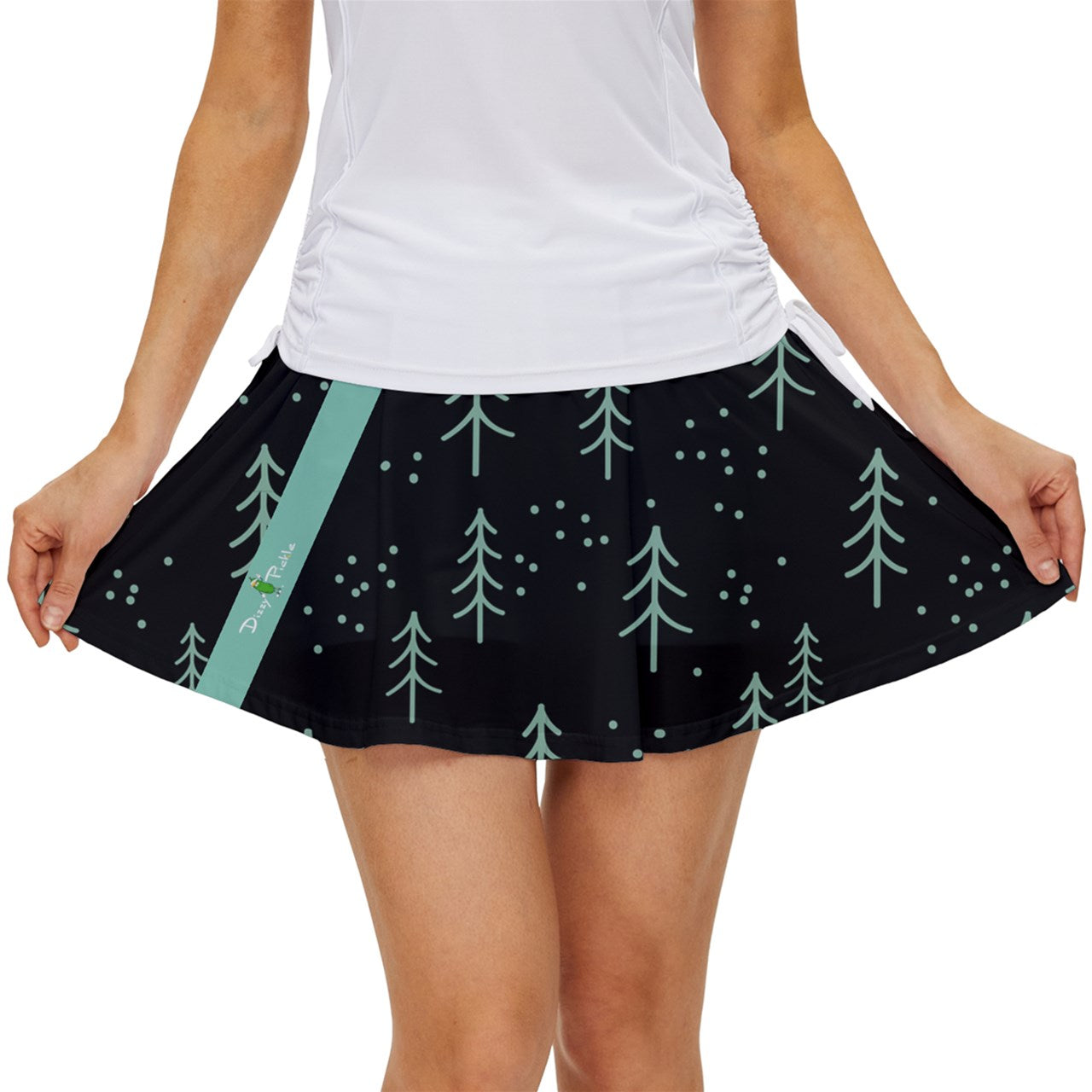 Dizzy Pickle Christmas Midnight Forest Women's Pickleball 15" Court Skorts with Inner Shorts