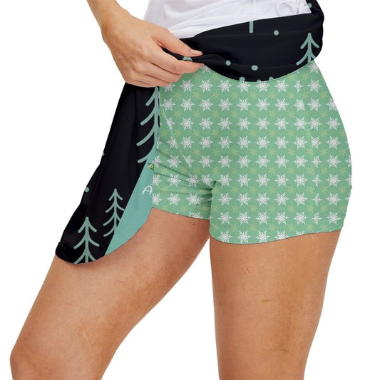 Dizzy Pickle Christmas Midnight Forest Women's Pickleball 15" Court Skorts with Inner Shorts