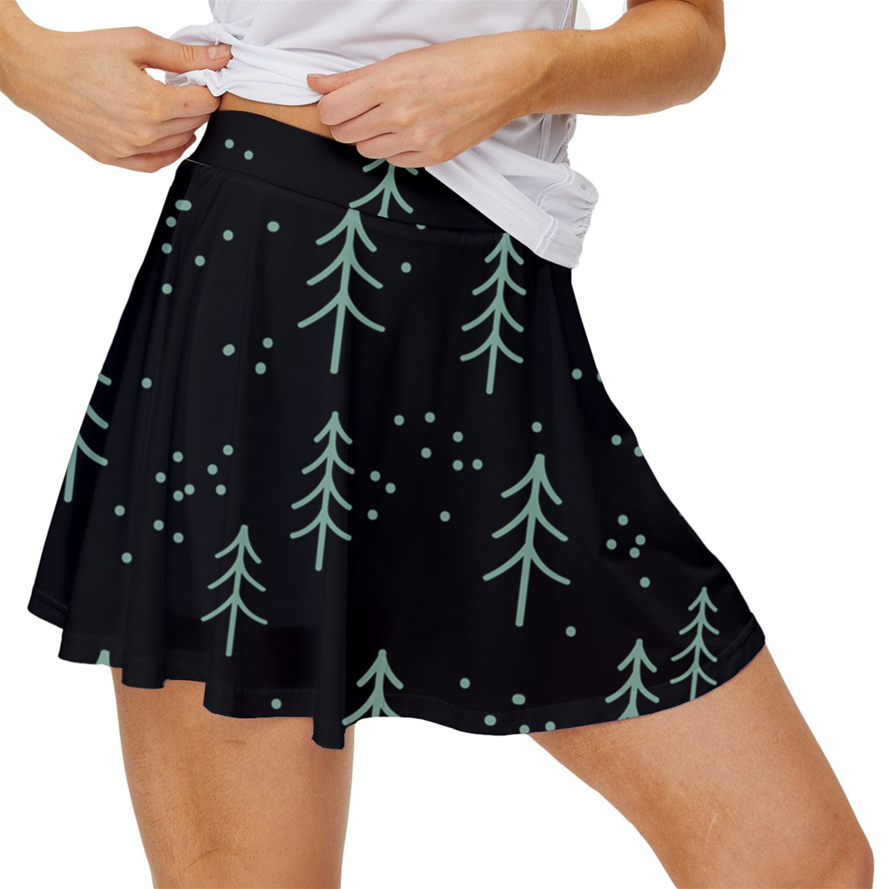 Dizzy Pickle Christmas Midnight Forest Women's Pickleball 15" Court Skorts with Inner Shorts