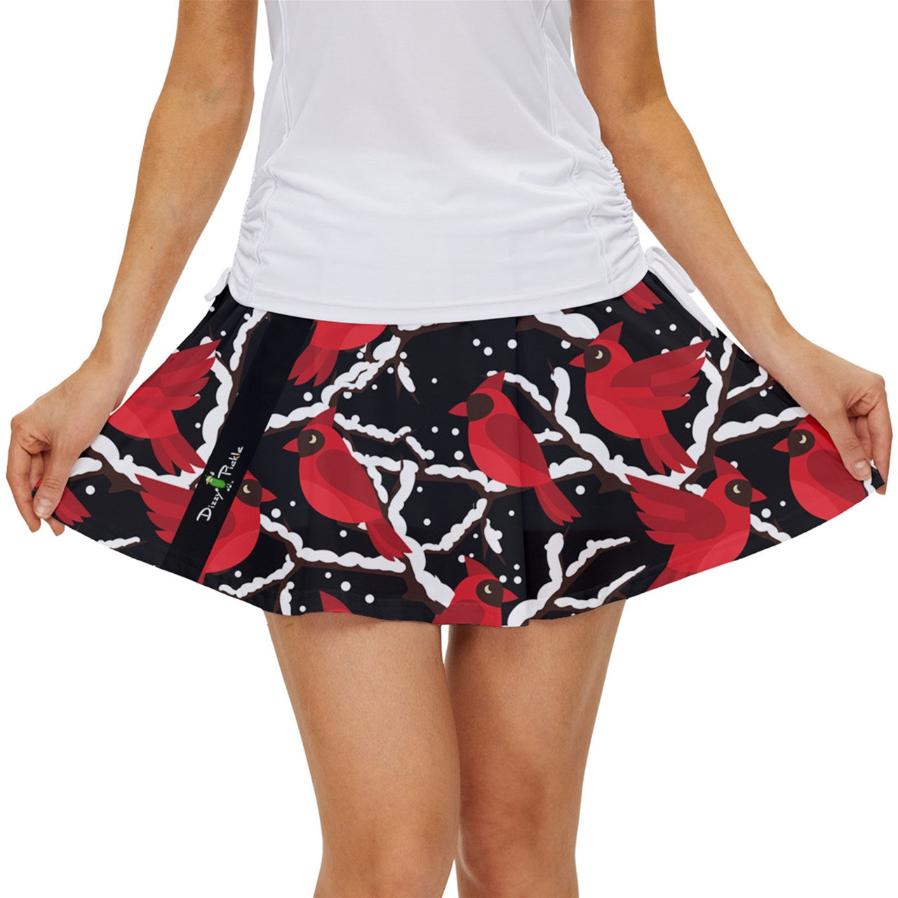 Dizzy Pickle Christmas Cardinals Women's Pickleball 15" Court Skorts with Inner Shorts