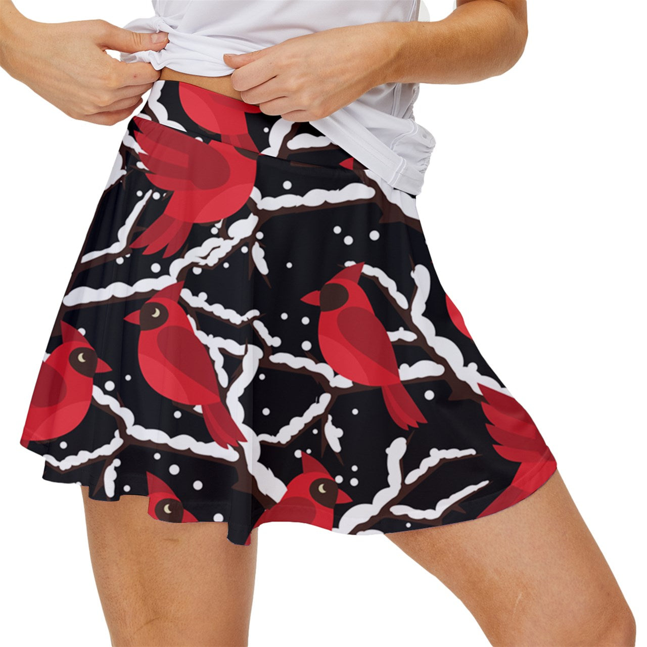 Dizzy Pickle Christmas Cardinals Women's Pickleball 15" Court Skorts with Inner Shorts