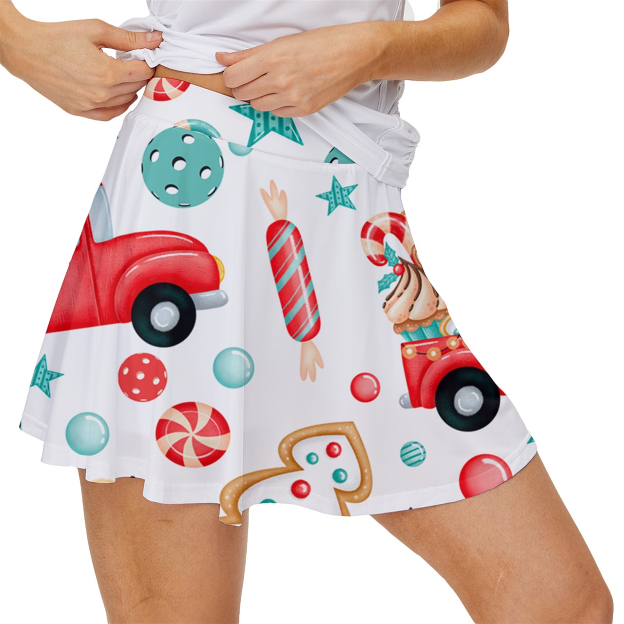 Dizzy Pickle Christmas Red Truck Women's Pickleball 15" Court Skorts with Inner Shorts