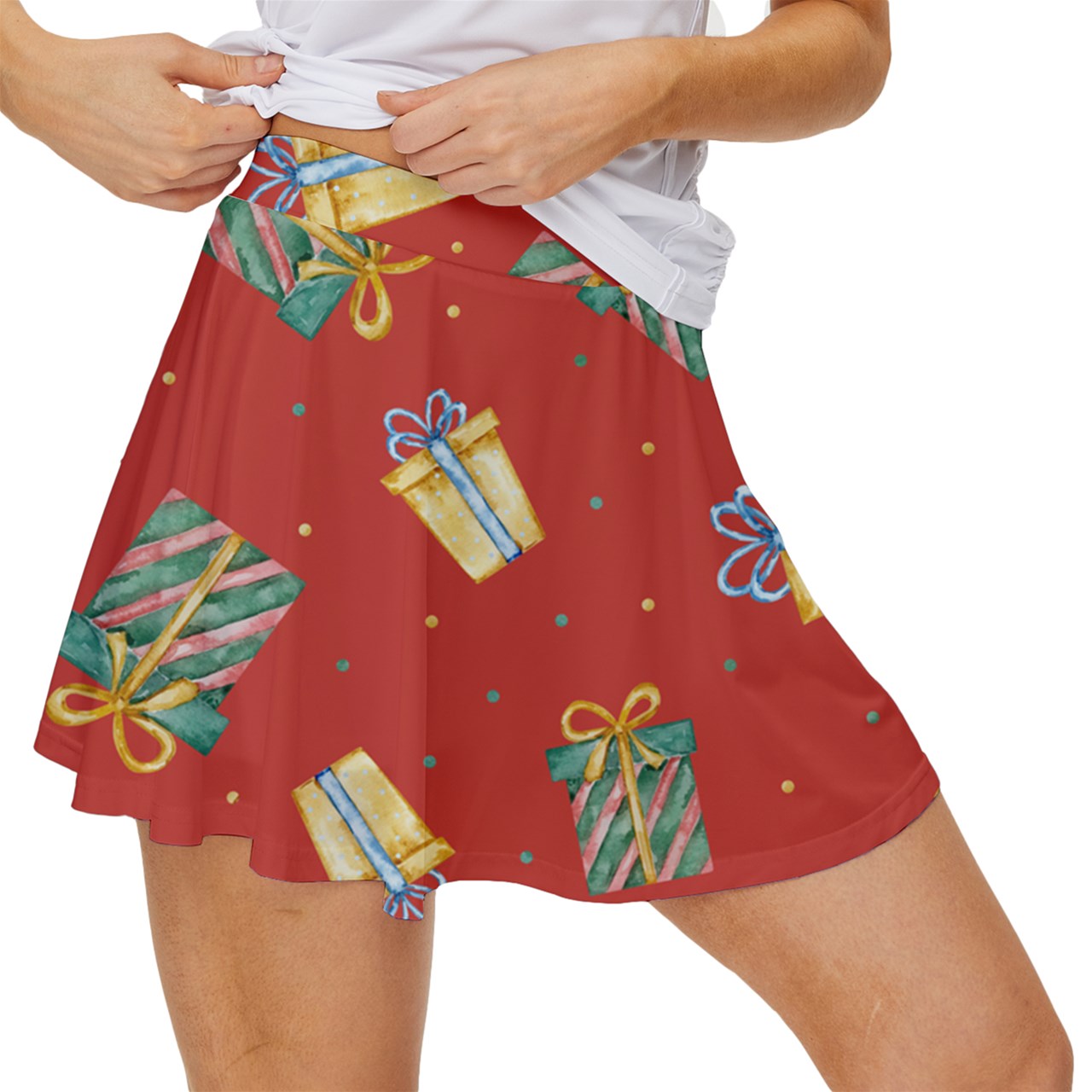 Dizzy Pickle Christmas All Wrapped Up Women's Pickleball 15" Court Skorts with Inner Shorts