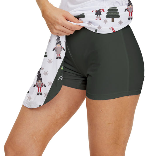 Dizzy Pickle Christmas Elves Women's Pickleball 15" Court Skorts with Inner Shorts