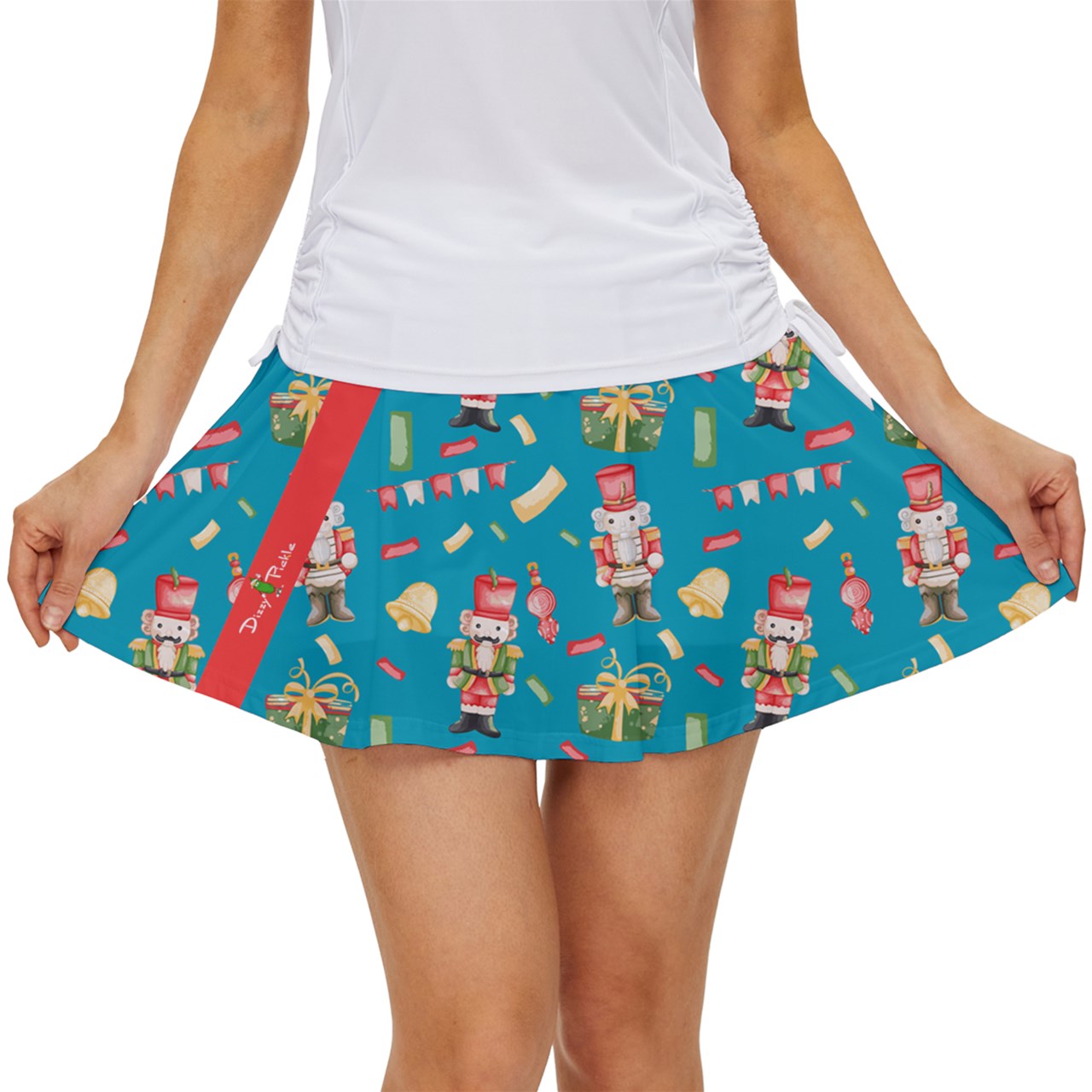 Dizzy Pickle Christmas Nutcrackers Blue Women's Pickleball 15" Court Skorts with Inner Shorts