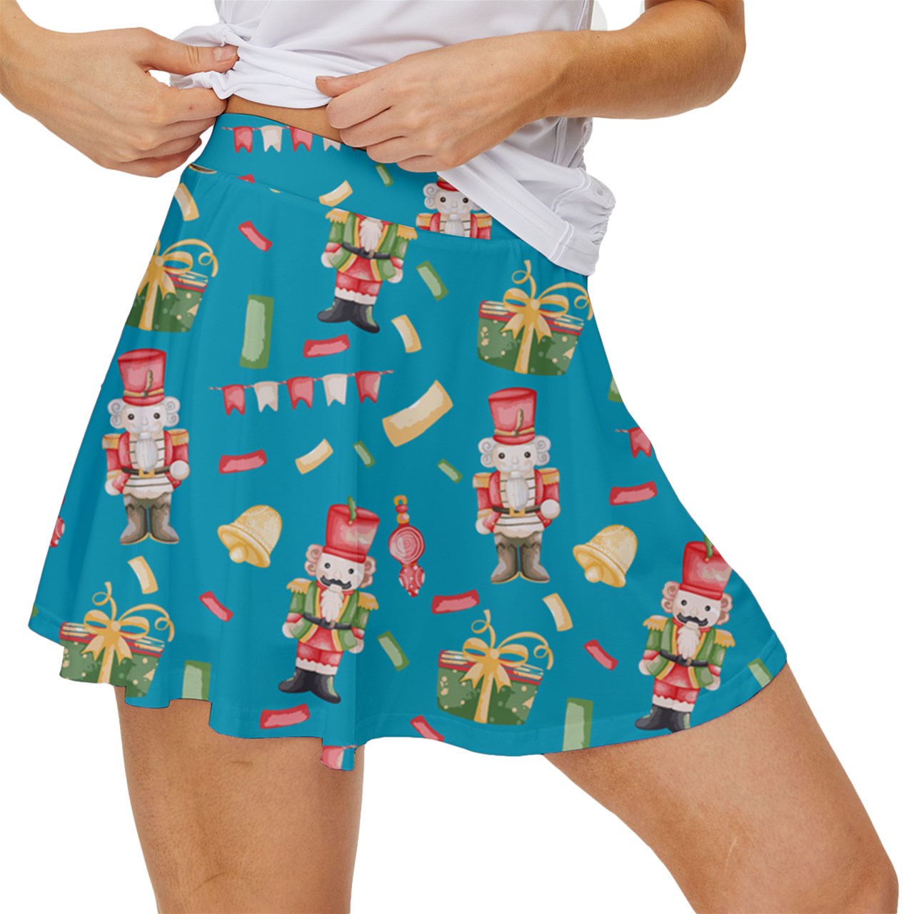 Dizzy Pickle Christmas Nutcrackers Blue Women's Pickleball 15" Court Skorts with Inner Shorts