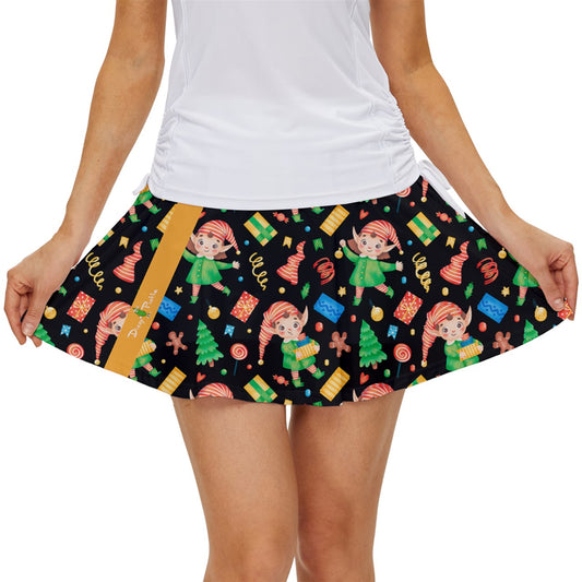 Dizzy Pickle Christmas Elf Party Women's Pickleball 15" Court Skorts with Inner Shorts