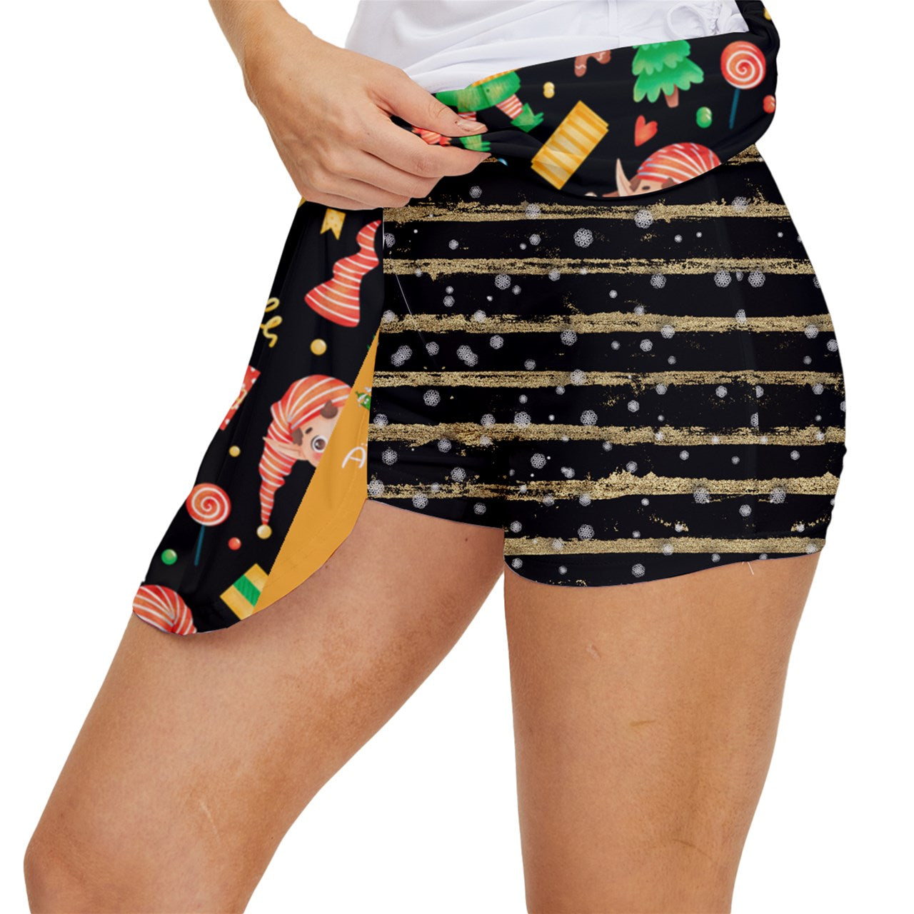 Dizzy Pickle Christmas Elf Party Women's Pickleball 15" Court Skorts with Inner Shorts