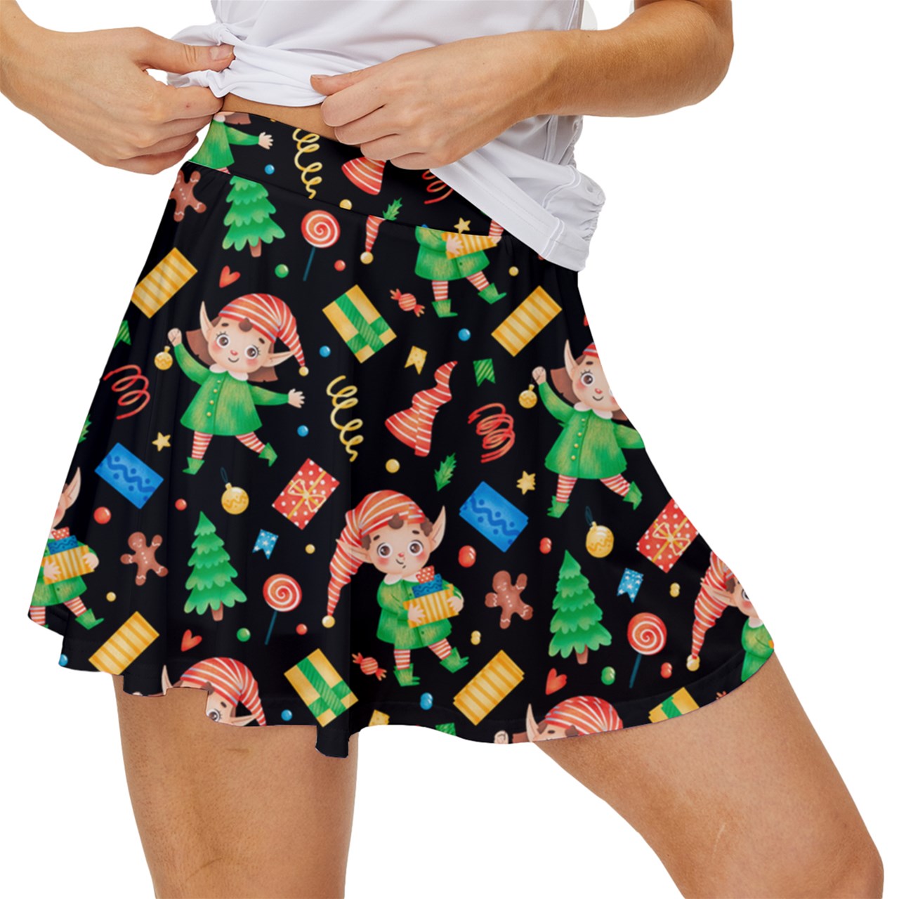 Dizzy Pickle Christmas Elf Party Women's Pickleball 15" Court Skorts with Inner Shorts