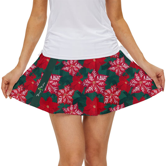 Dizzy Pickle Christmas Blooms Women's Pickleball 15" Court Skorts with Inner Shorts